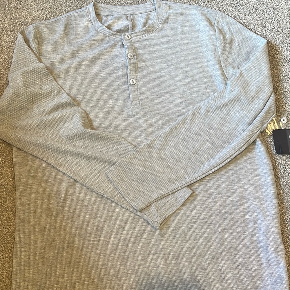 Fabletics XL gray waffle Henley